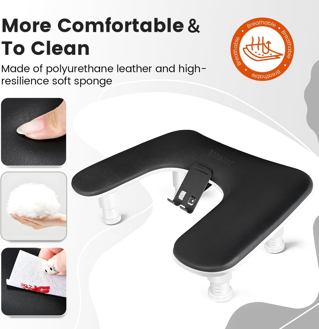 JODSONE Reposabrazos en forma de U negro para técnicos de uñas con...