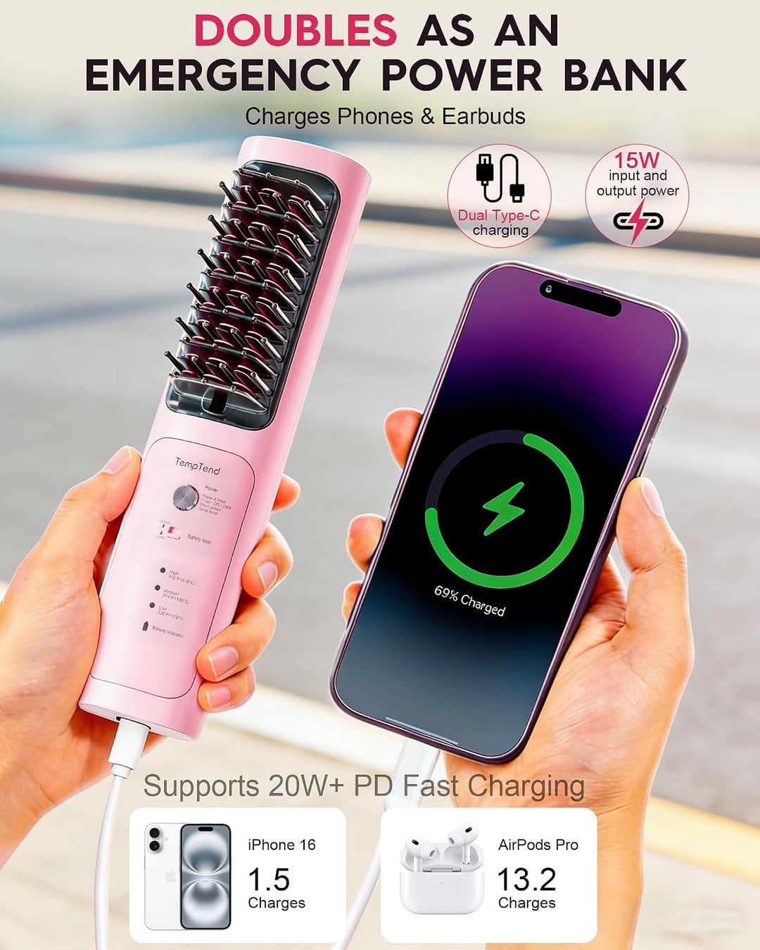 Plancha de pelo inalámbrica E3