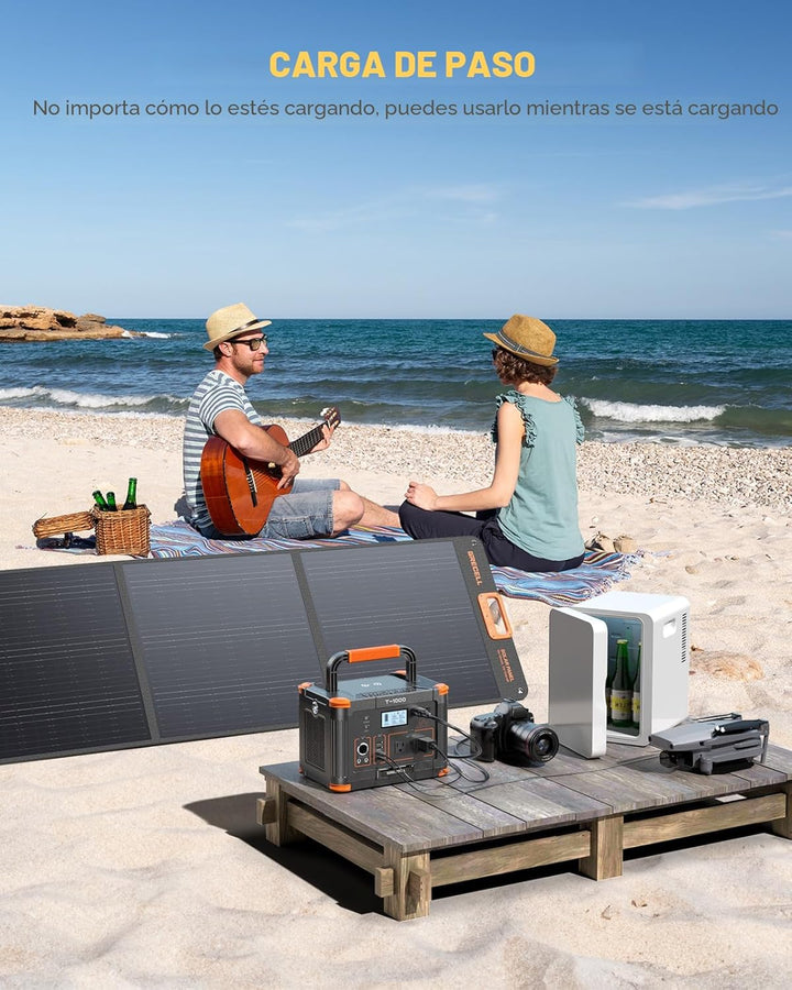 GRECELL - Generador solar portátil de 1000 W, 999 Wh con salida USB...