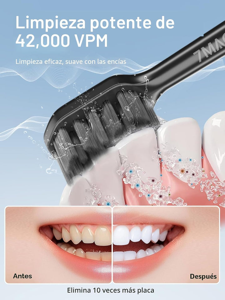 7MAGIC - Cepillo de dientes eléctrico sónico, tiempo de funcionamie...