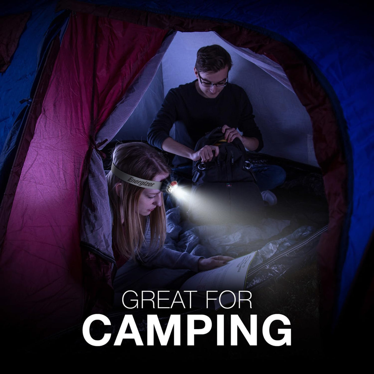 Lámpara Energizer Vision HD+ Linterna Frontal LED, Linterna Frontal Brillante Resistente al Agua con Enfoque Digital, Equipo de Campamento y Luz de Emergencia, Baterías Incluidas, Paquete de 1