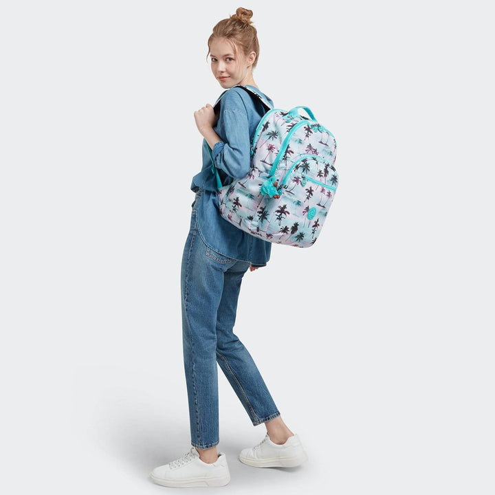 Kipling Seúl - Mochila extra grande para laptop con estampado de pa...