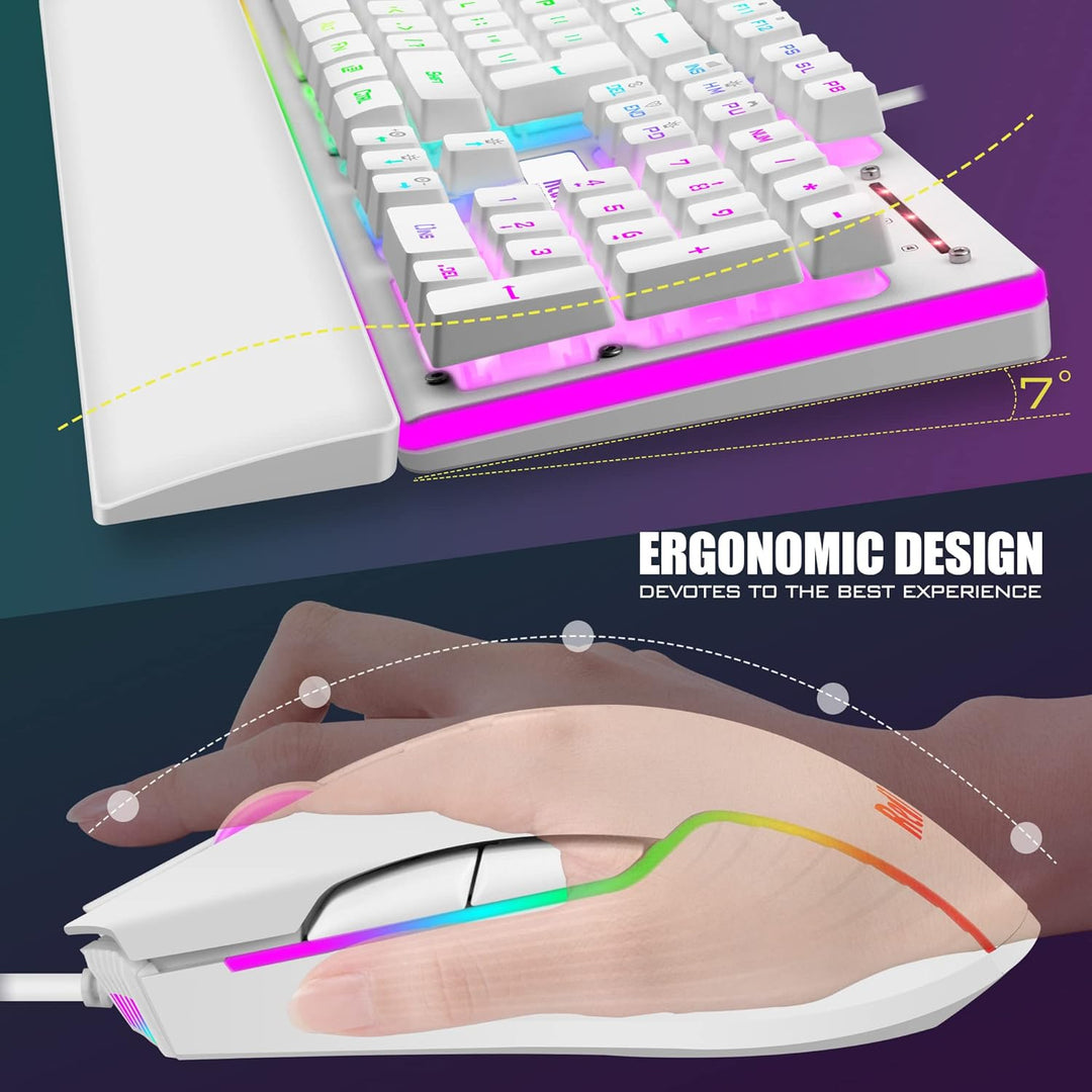 RedThunder K10 Combo de Teclado y Mouse para Juegos con Cable y Rep...