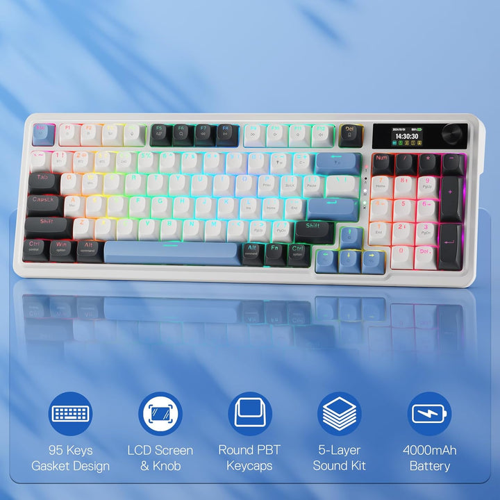 Redragon K719 Teclado inalámbrico para juegos con junta con pantall...