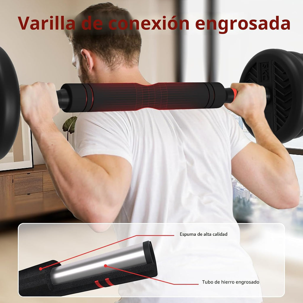 Mancuernas ajustables, juego de mancuernas de 20/30/40/60/80 libras, juego de pesas libres 4 en 1 para mujeres/hombres, equipo de entrenamiento utilizado como barra/pesas rusas/soporte de flexión para