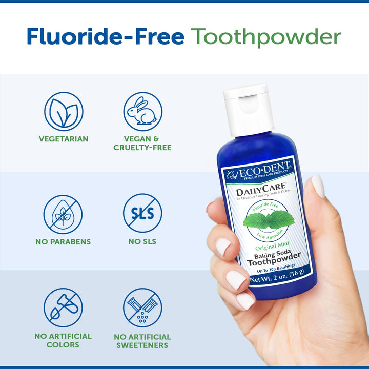 Eco-Dent DailyCare - Polvo de dientes de bicarbonato de sodio, ment...