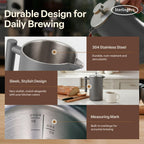 SterlingPro - Cafetera de prensa francesa de acero inoxidable extra grande con aislamiento no tóxico de 64 onzas, capacidad de 1/2 galón/2 litros (rendimiento de preparación de 59 onzas)