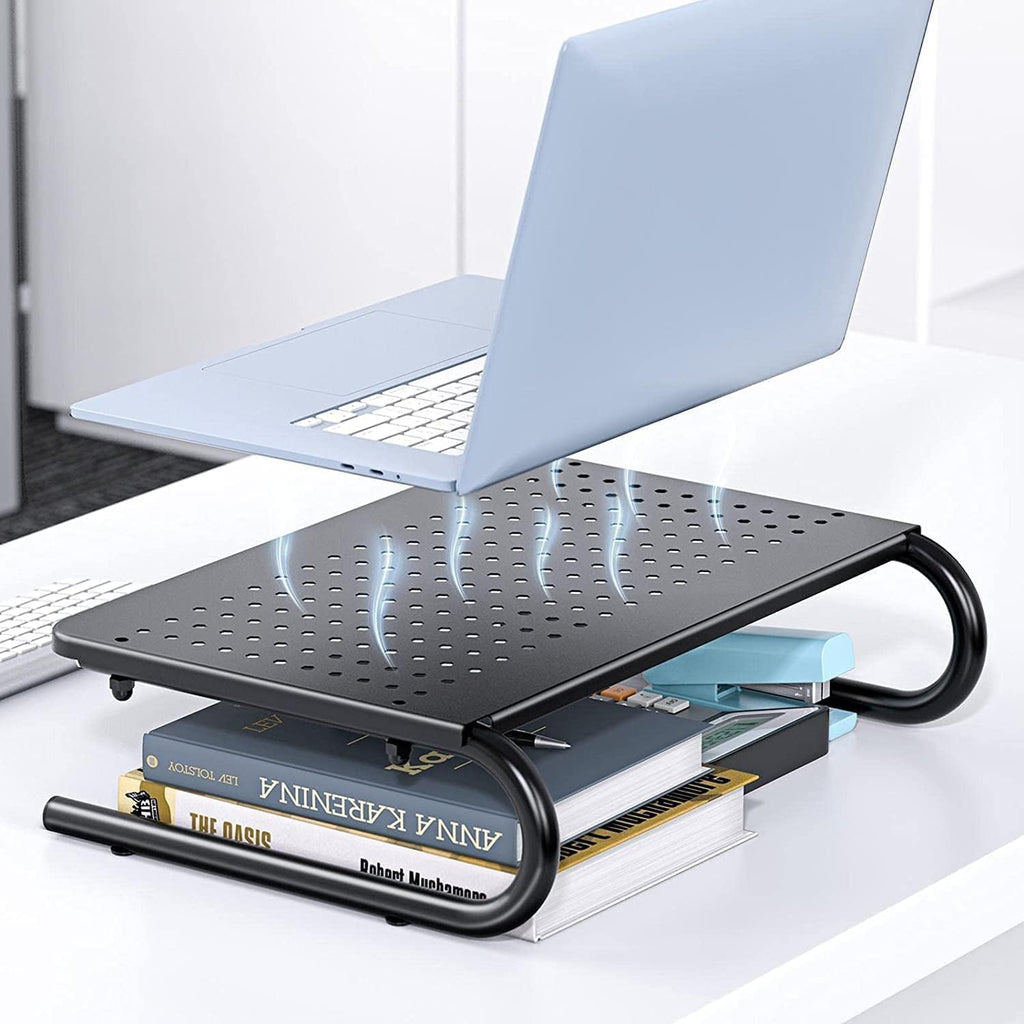 HUANUO Elevador de monitor para escritorio, soporte para laptop con estante