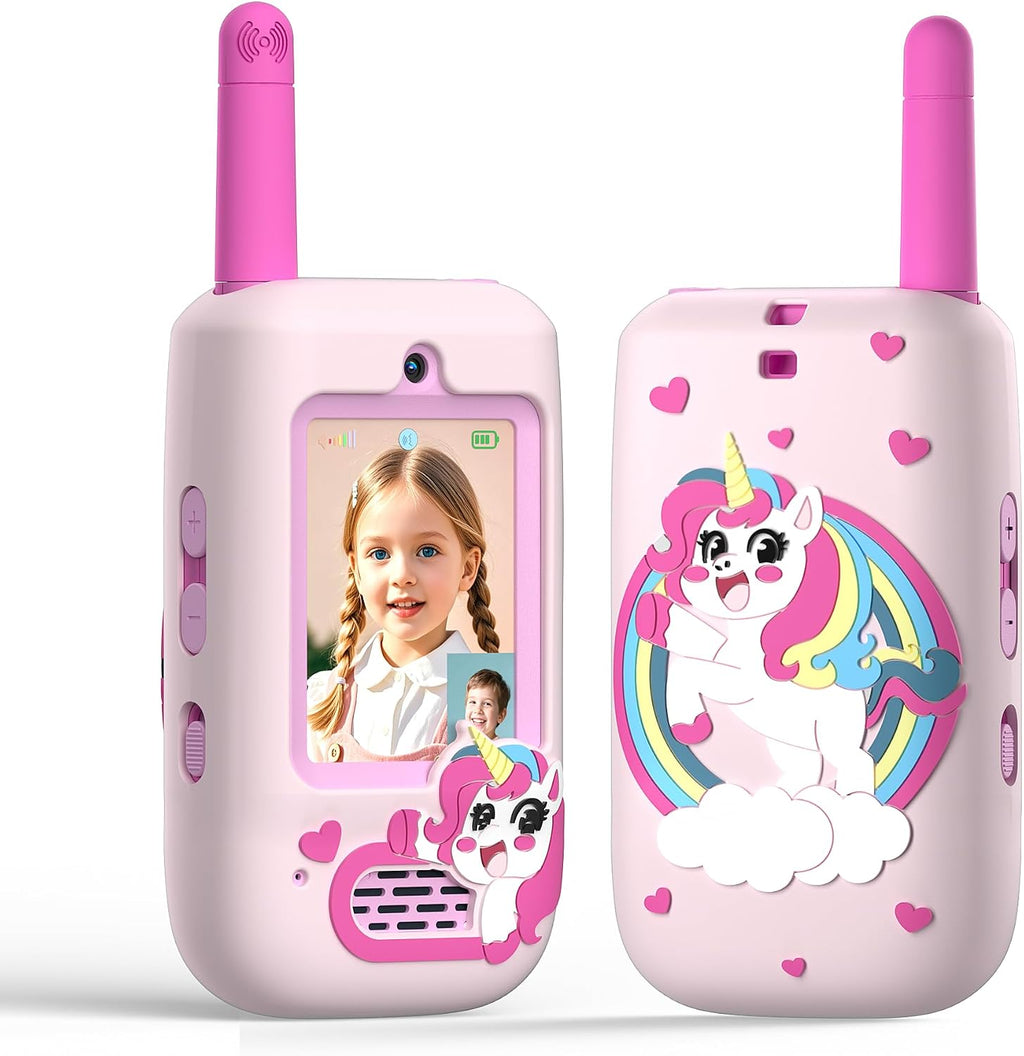 Walkie Talkies de video para niños, paquete de 2 cámaras HD recargables, de