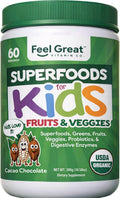 Feel Great USDA Organic Super Greens para niños | Polvo de verduras