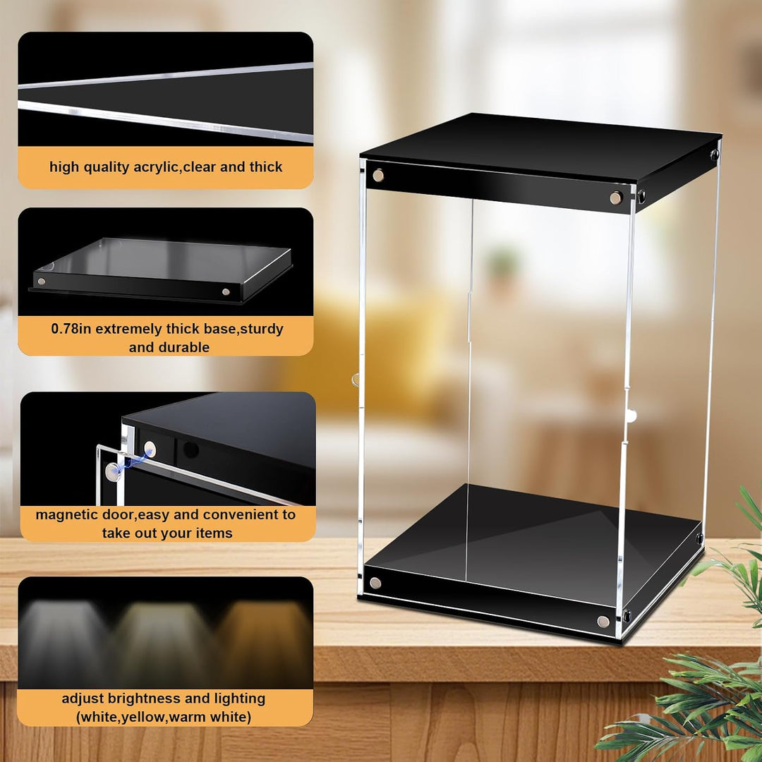 Vitrina de acrílico transparente con luz LED para coleccionables de...