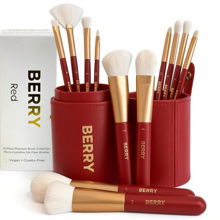 BERRY GOODS Juego de brochas de maquillaje de 12 piezas con fibras...