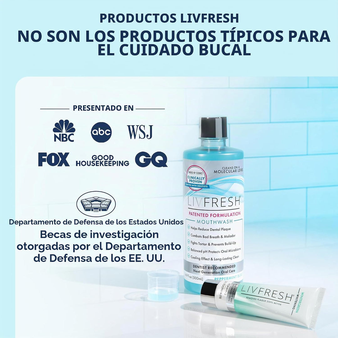 LIVFRESH Enjuague bucal, clínicamente probado, 163% mejor control d...