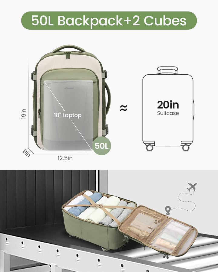 LOVEVOOK Mochila de viaje de 40 L para mujeres y hombres, mochila d...