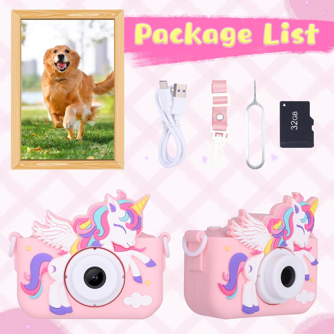 Envyvip Cámara de juguete de unicornio para niñas de 3 a 8 años, cá...