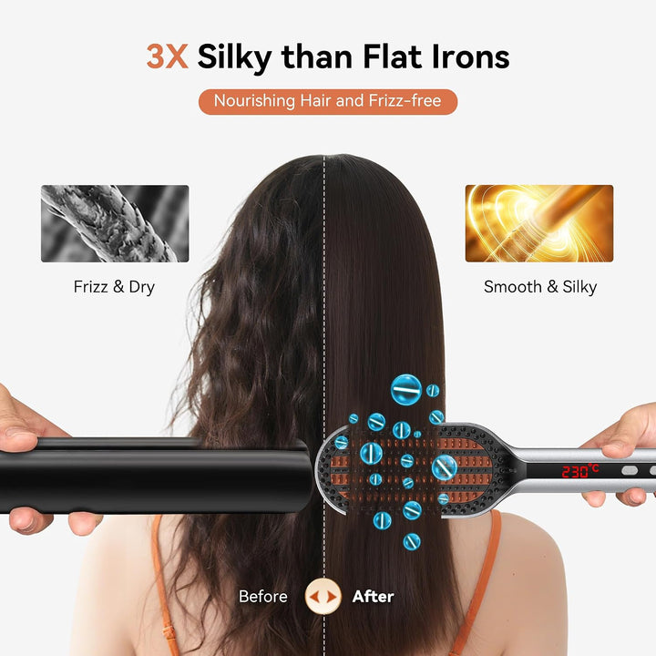 StyleFi Cepillo alisador de cabello de plasma, peine alisador iónic...