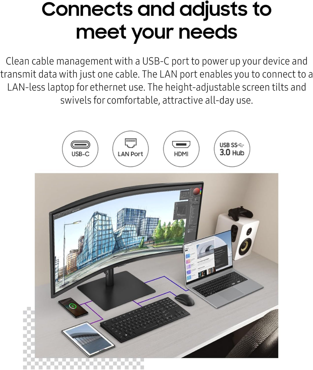 Samsung ViewFinity (S65VC) Series Ultra-WQHD Monitor curvo para com...