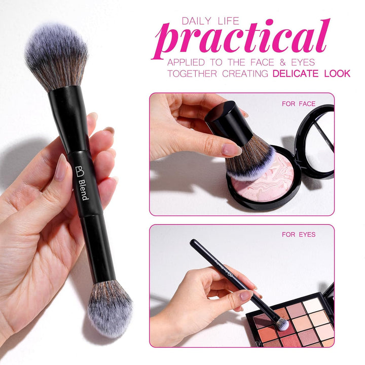 Brochas de maquillaje profesionales BS-MALL con estuche de viaje, b...