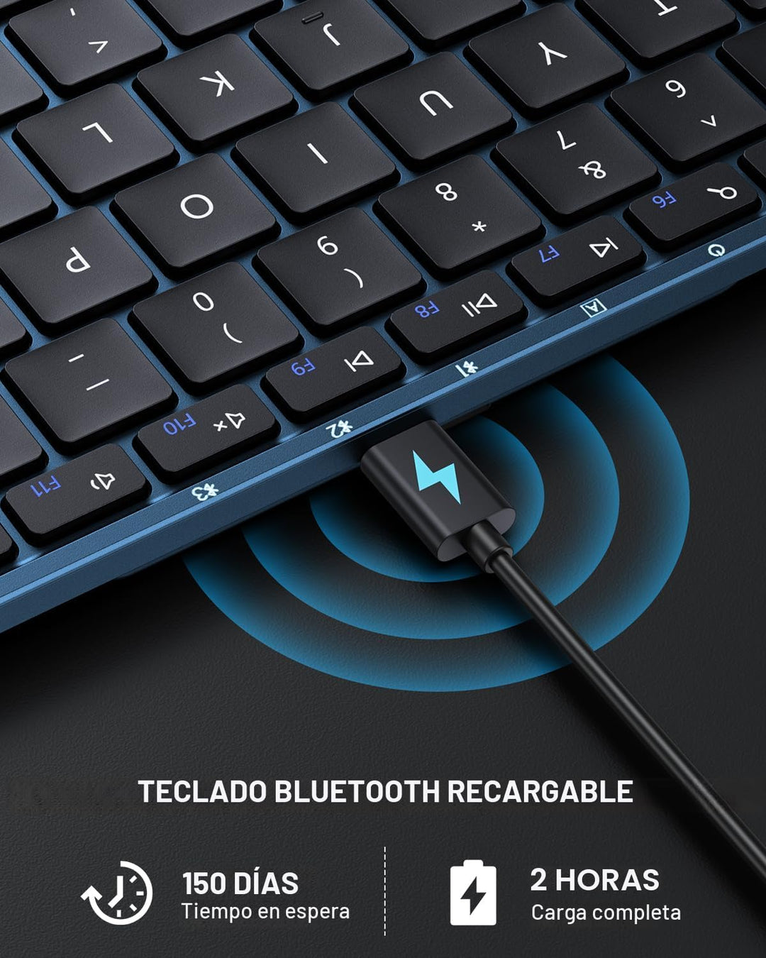 ProtoArc XK01 - Teclado Bluetooth plegable, teclado inalámbrico por...