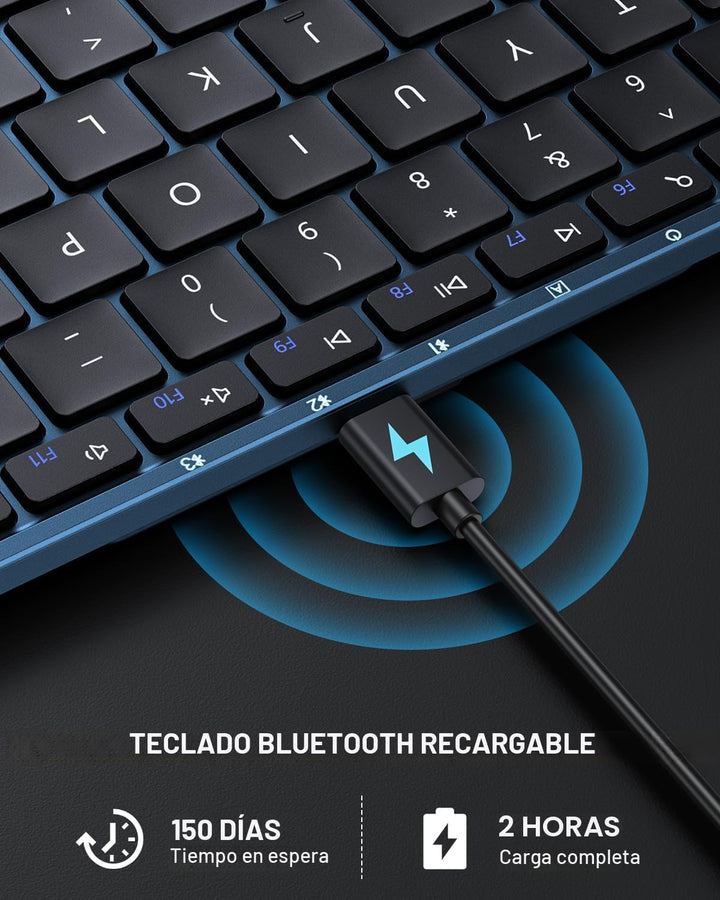 ProtoArc XK01 - Teclado Bluetooth plegable, teclado inalámbrico por...