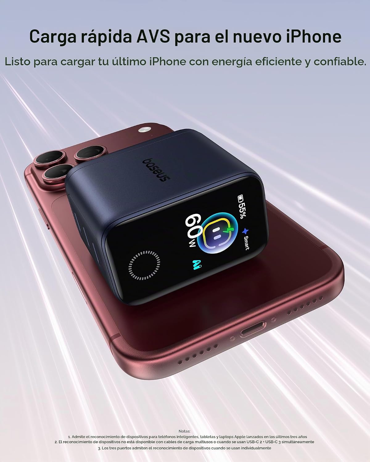 Baseus PicoGo Pro AH22 Cargador USB C de 100 W de carga rápida con pantalla