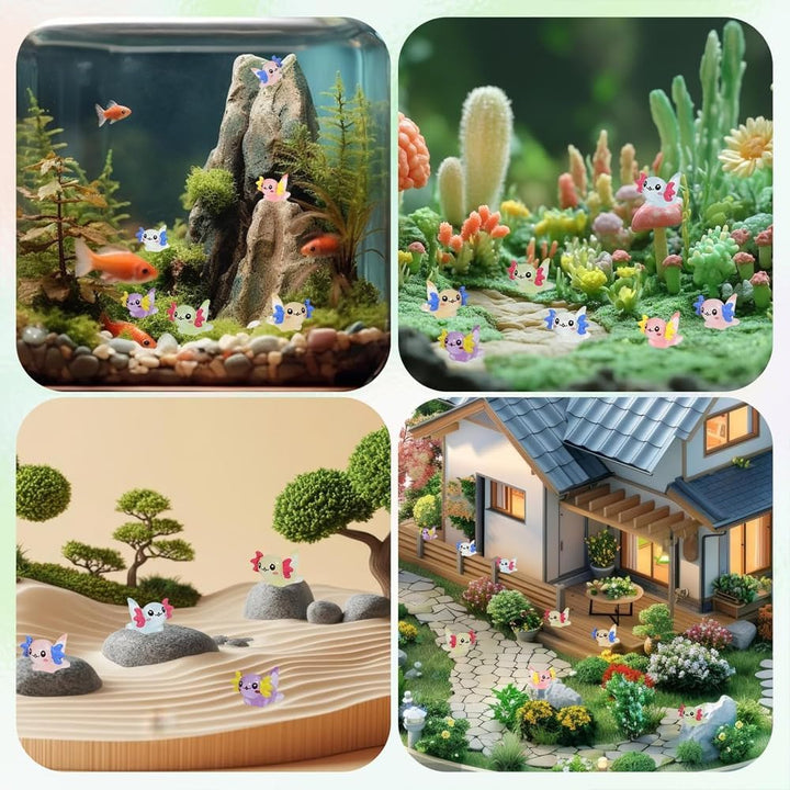 32 piezas de figuras luminosas en miniatura de ajolotes de