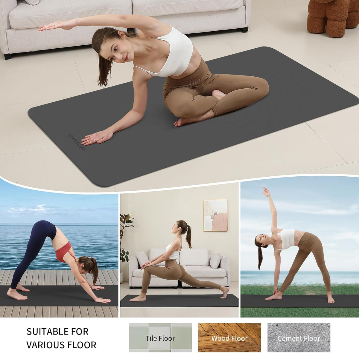 Colchoneta de Yoga Extra Ancha y Gruesa 8 mm, 72" x 31.5"