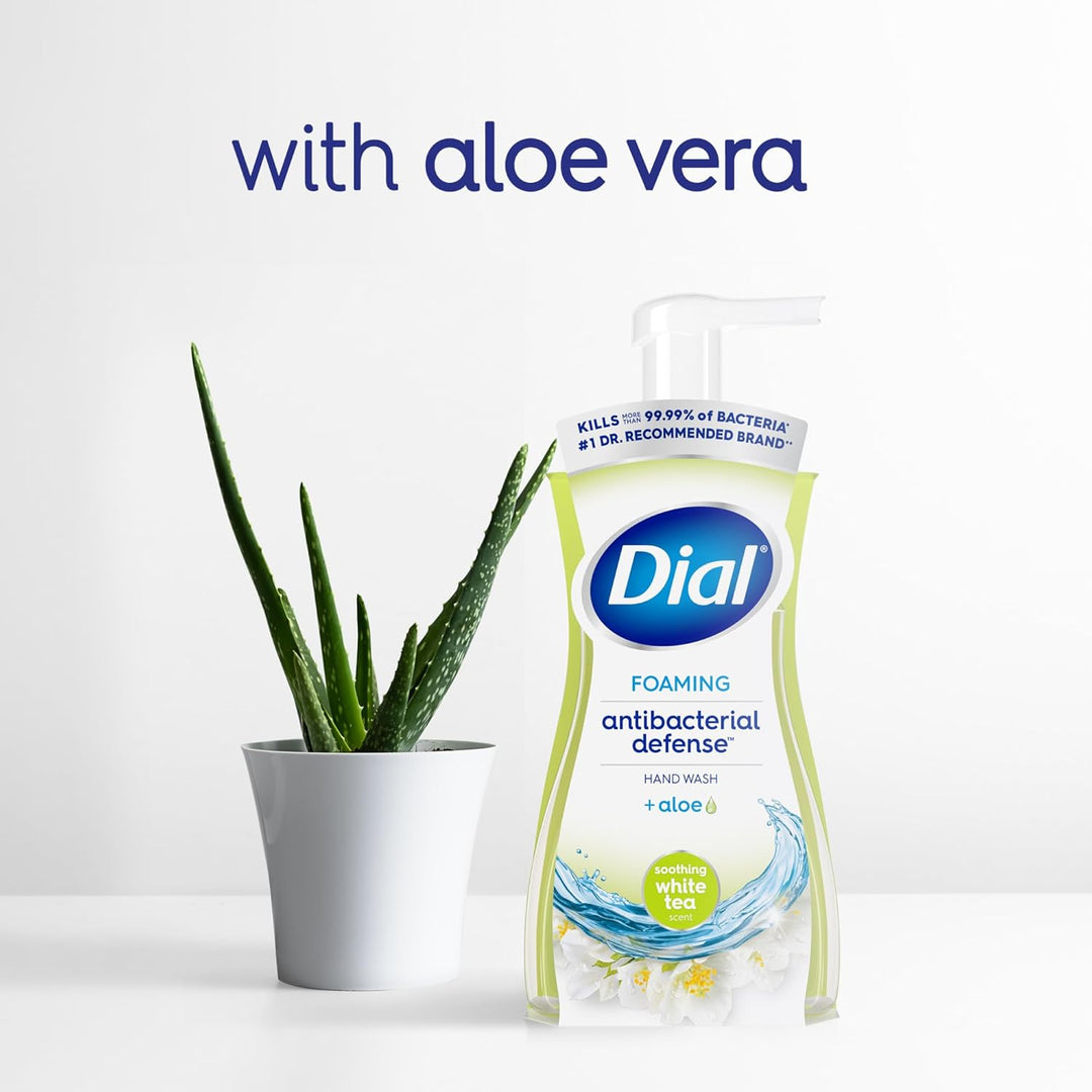 Dial Antibacterial Defense - Jabón de manos espumoso + aloe, té bla...