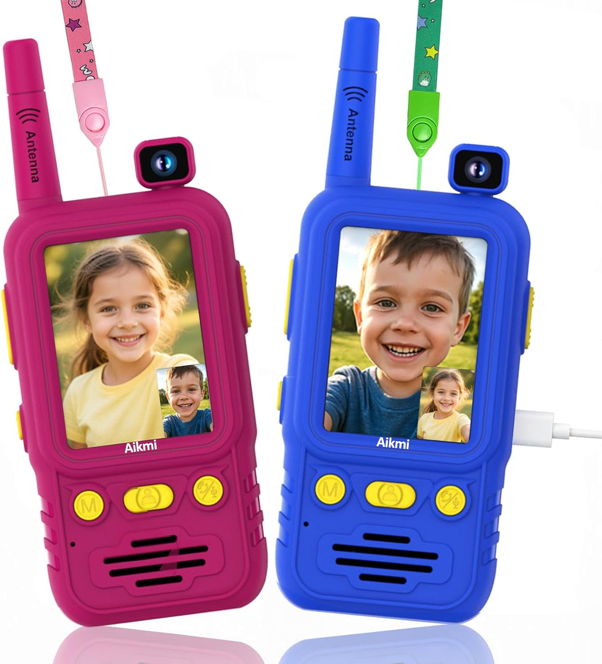 Aikmi Walkie Talkies en video para niños, juguete de camping para regalo de