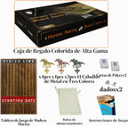 HOROW Juego de carreras de caballos – Juego de mesa de carreras de caballos de madera con 11 caballos de metal de lujo, 2 dados y 2 tarjetas, para Kentucky Derby y fiesta, regalo perfecto de cumpleaños y vacaciones