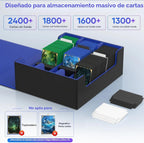 Mlikero Caja de almacenamiento de tarjetas coleccionables, almacenamiento de tarjetas a granel para más de 1800 tarjetas con funda, organizador de tarjetas de cierre magnético de piel sintética con 10