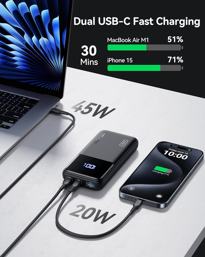 INIU Cargador Portátil, 20000mAh 65W Batería Externa Compacta USB C...