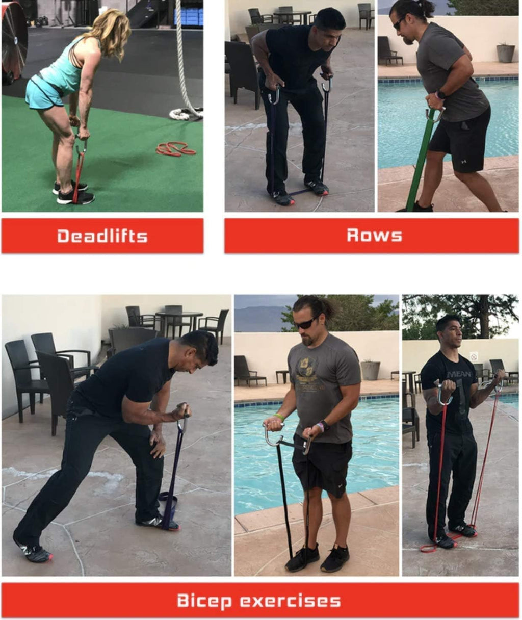 WODFitters Juego de 4 bandas de resistencia con asas y anclaje de puerta, entrenamiento de cuerpo completo, gimnasio en casa y estiramiento, bandas de levantamiento de pesas duraderas para hombres y