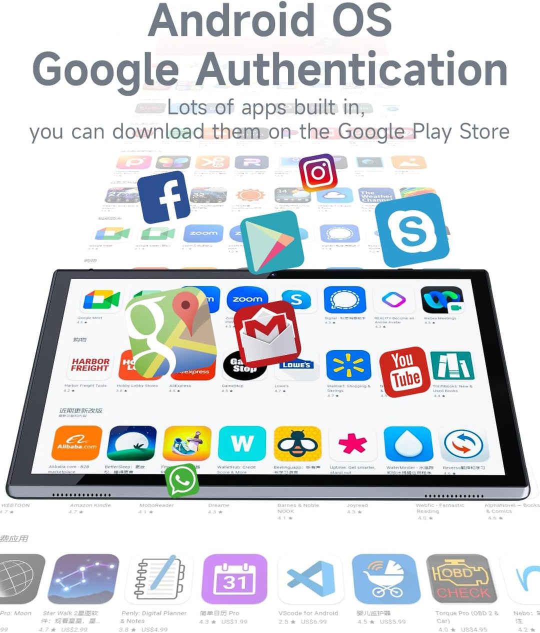 ZZB Tableta Android de 10 pulgadas, 32 GB ROM 1 TB Expand, batería...