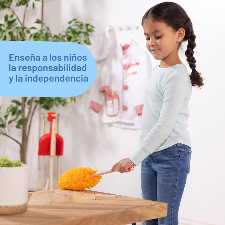 Melissa &amp; Doug Juego de limpieza de polvo con escoba y mopa de...