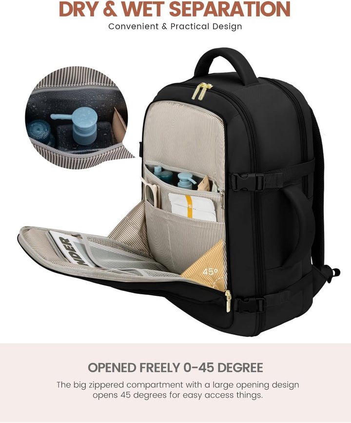 LOVEVOOK Mochila de viaje para mujer y hombre, Negro, Mochilas de v...