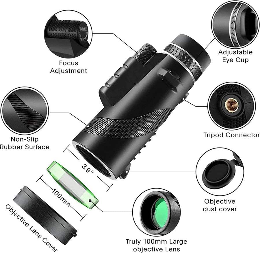 Telescopio monocular 80x100 de alta potencia Monoculares