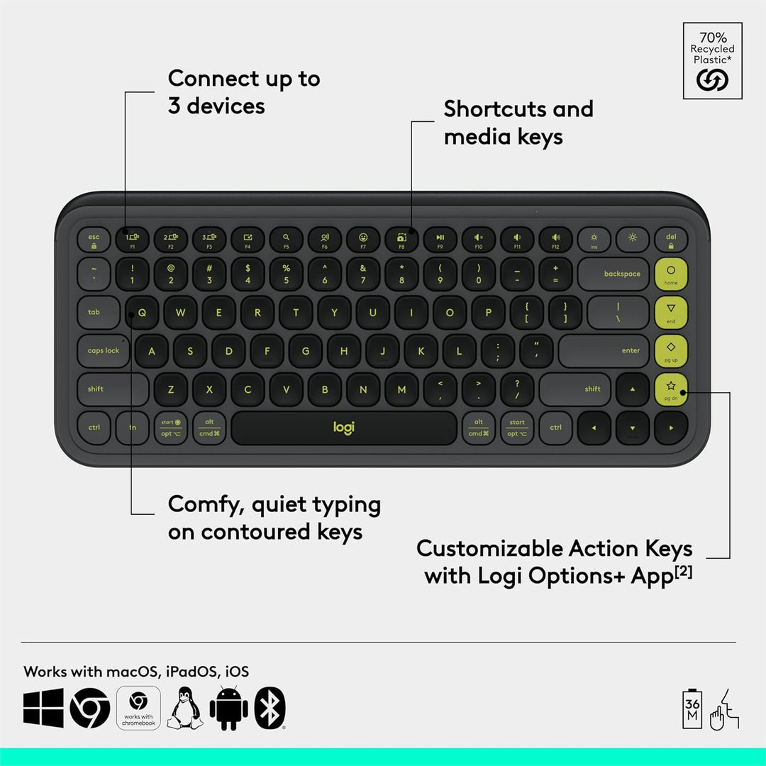 Logitech POP ICON Keys Teclado Bluetooth inalámbrico, escritura cóm...