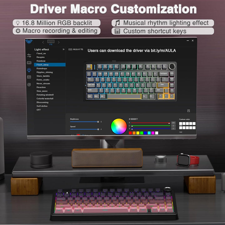 AULA F75 Pro Teclado mecánico inalámbrico, teclado personalizado in...