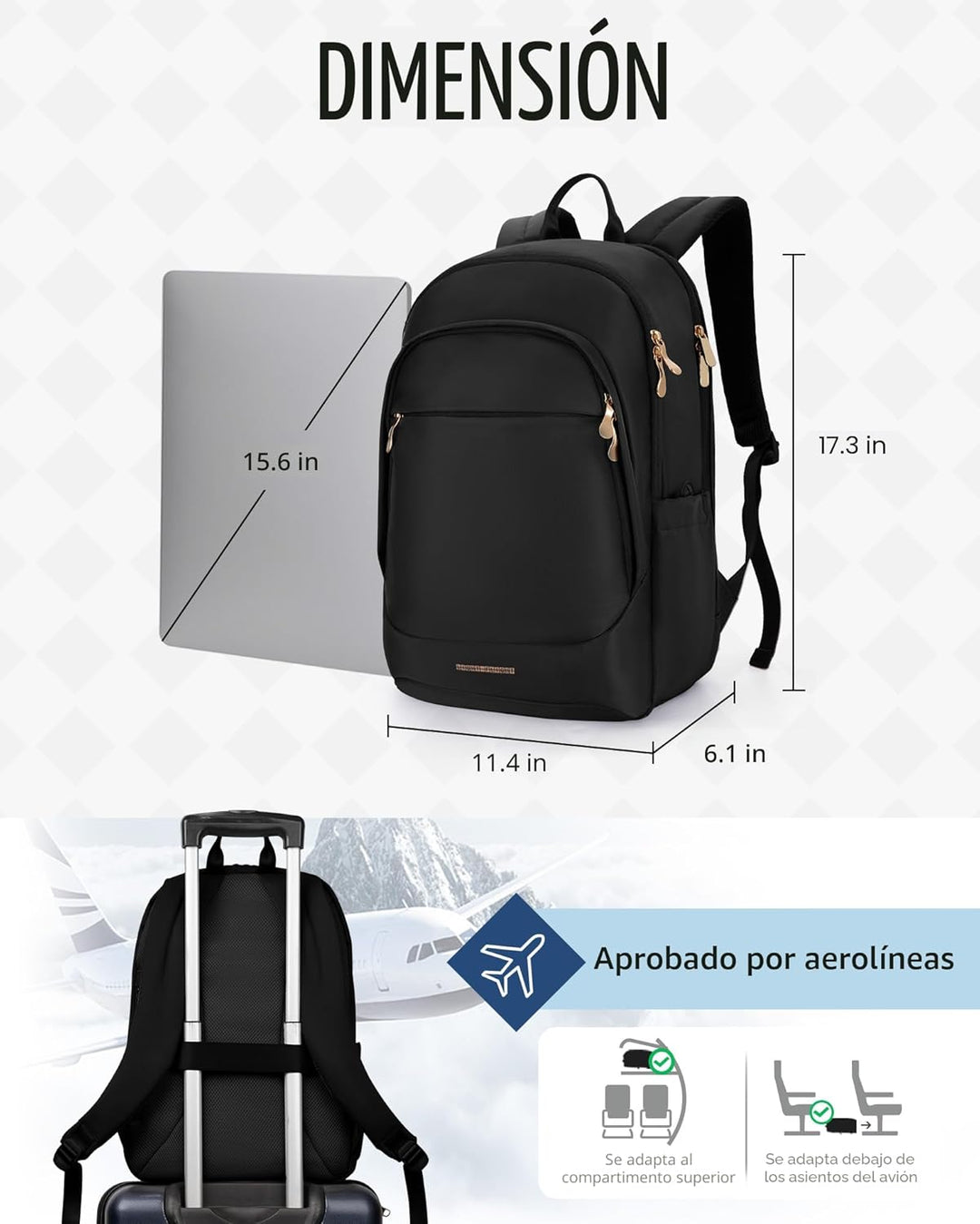 Mochila para laptop LIGHT FLIGHT, mochila para laptop para mujeres,...