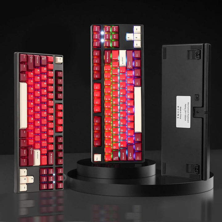 LAGWKX Teclado mecánico inalámbrico, Bluetooth\/2.4G\/USB-C, retroi...