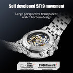 SEA-GULL Relojes mecánicos para hombre, reloj de pulsera automático para hombre, serie Horizon cronógrafo de aleación de titanio, Seagull ST19, luminoso, 1073