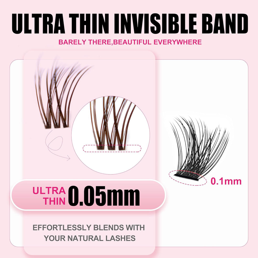 Extensiones de pestañas postizas naturales con banda invisible, kit...