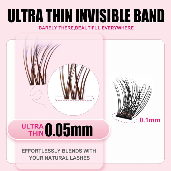 Extensiones de pestañas postizas naturales con banda invisible, kit...