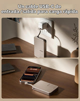 MOMAX Banco de energía portátil ultradelgado de 10000mAh con cable...