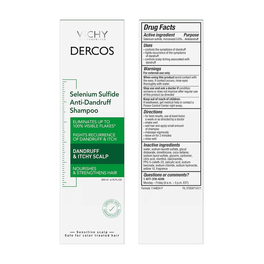 Dercos Dandruff Shampoo, Antifungal Dry Scalp Treatment &amp; Itchy...