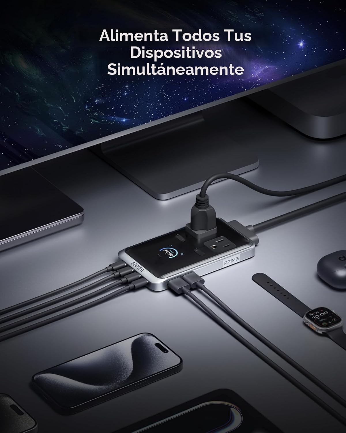 Anker Prime carga Station, 240W 8-en-1 Power Strip, 2 AC, 4 USB C