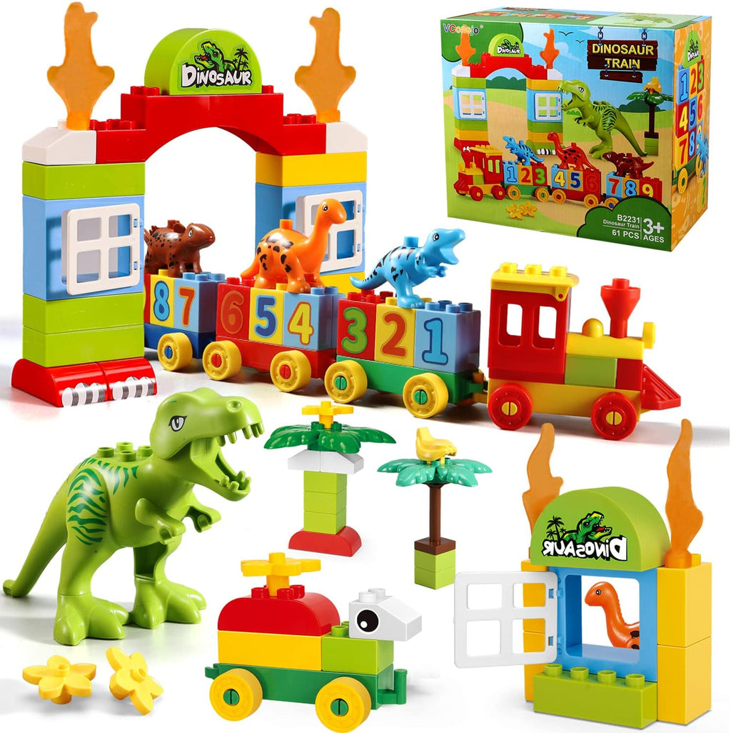 Bloques de construcción de dinosaurios para niños de 3 años en adelante, bloques temáticos jurásicos, juguetes de tr