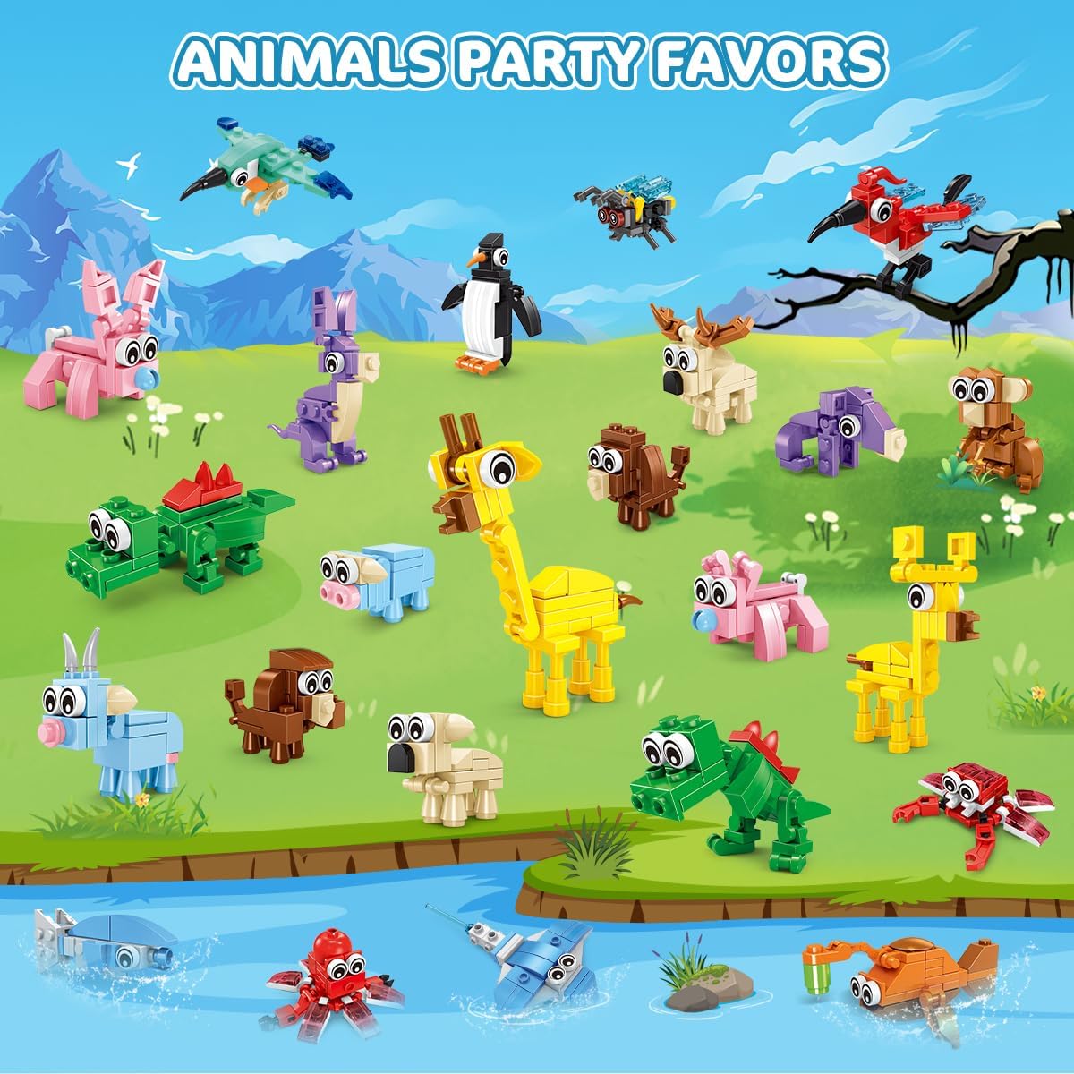 30 paquetes de recuerdos de fiesta de animales para niños