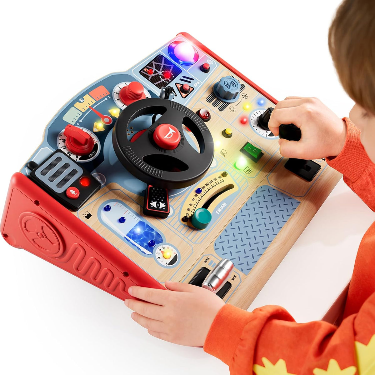 TOP BRIGHT Montessori Busy Board con LED Light, Regalo para Niño de 3 Años